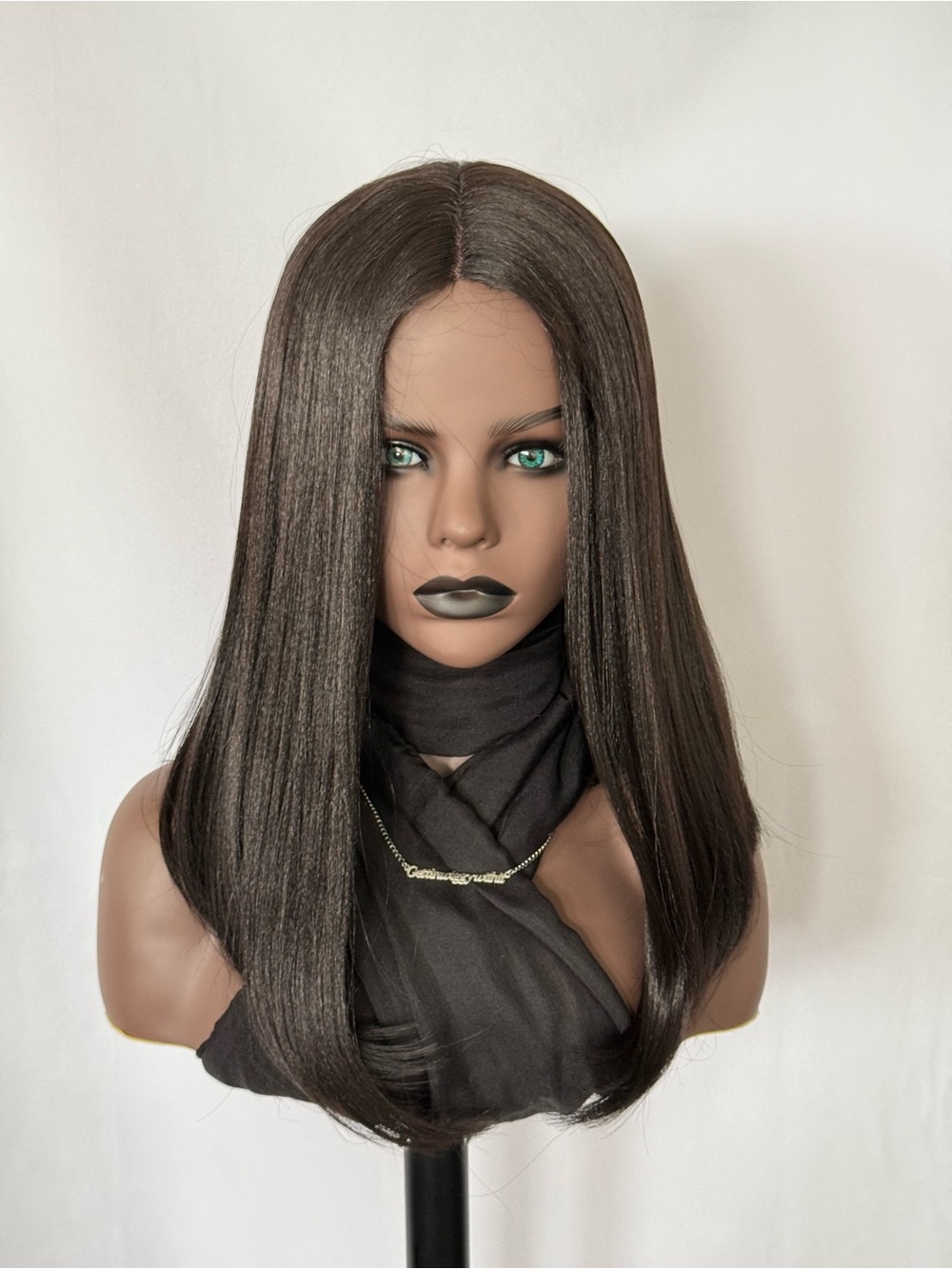 This Classic Beauty is a 16” Premium Fiber “Put On & Go” Brown Wig - Unisex 🤎